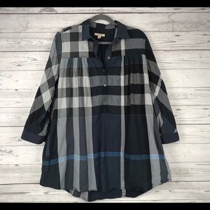 Burberry Women’s Blue Check Plaid Tunic Top